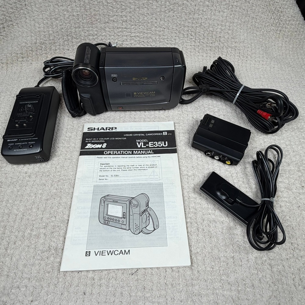 Sharp Viewcam VL-E35U‎ 8mm LCD Camcorder Zoom 8 Hi-Fi Monaural with Box Manual